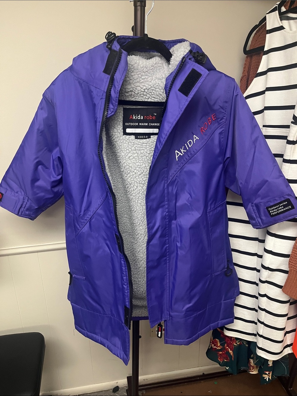 Akida swim robe Purple Waterproof Jacket with Sherpa Lining
